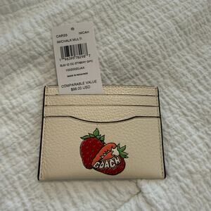 Coach Mini Skinny ID Cardholder in Strawberry Print NWT CAR33
